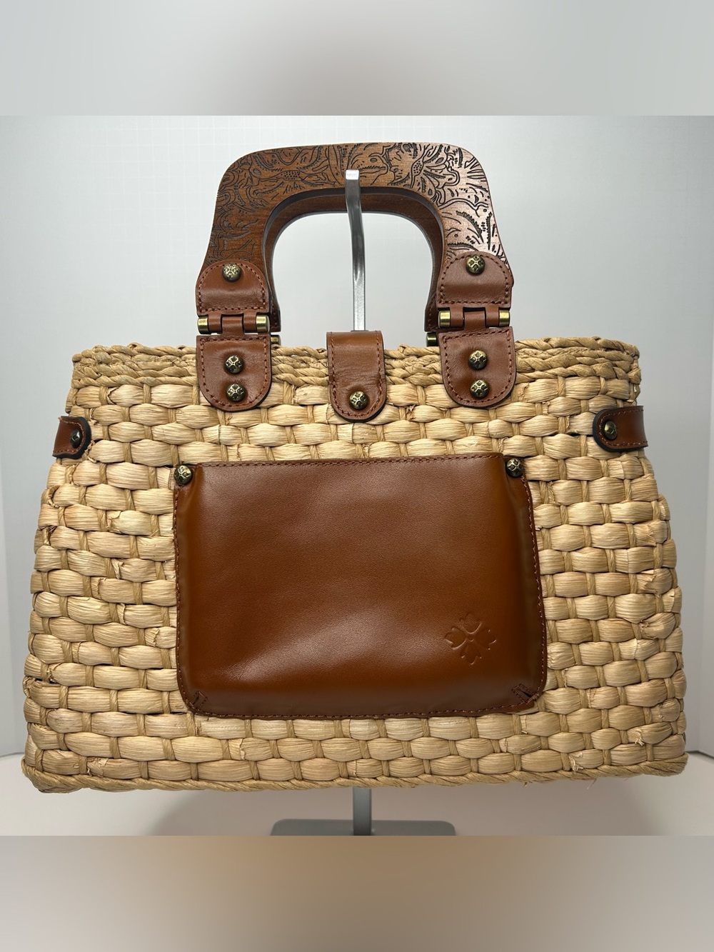 Patricia Nash Valpiana Straw Handle Satchel Bag - Picture 8 of 11